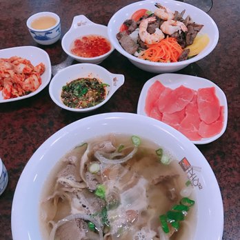 Pho32 & Shabu - PH3 Pho with added raw beef. The other ine is prawn & grilled pork vermicelli. - Vietnamese Near Me - Bayside, New York