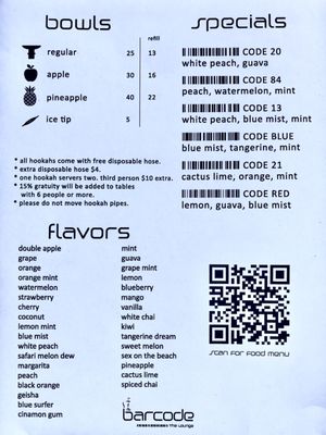 Menu photo 1 Barcode The Lounge Tustin, CA