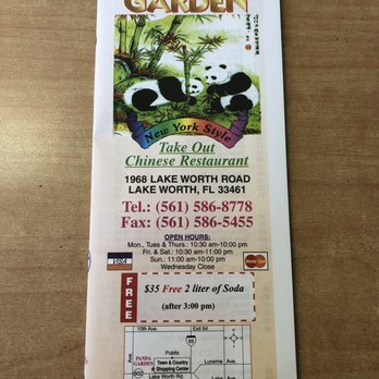 Panda Garden - Menu- front - Chinese Near Me - Lake Worth, Florida