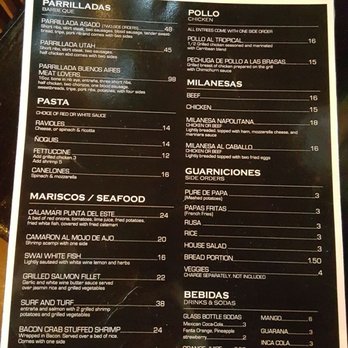 Asado Argentinian Grill - Menu page 2 - Argentine Near Me - Orem, Utah