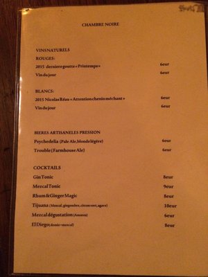 Menu photo 2 La Chambre Noire Paris, 75 Menu photo 2 La Chambre Noire Paris, 75