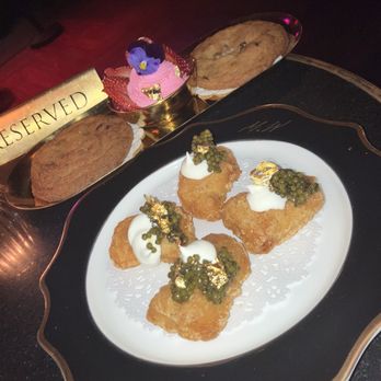 Mr. Wanderlust - Wanderlust two yummy cookies with a sweet pink frosting, and four nuggets with gold flakes and caviar. - Piano Bars Near Me - Los Angeles, California