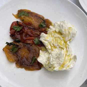 Cara Restaurant - Buratta with olive oil and roasted tomatoes (not pictured - the bread) - New American Near Me - Los Angeles, California Cara Restaurant - Buratta with olive oil and roasted tomatoes (not pictured - the bread) - New American Near Me - Los Angeles, California