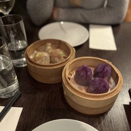 Mixed wild mushroom dumplings (left), Lo Han vegetable dumplings (right)