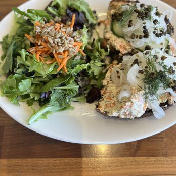 Cafe Flora - Carrot Lox Tartine - Vegetarian Near Me - Seattle, Washington