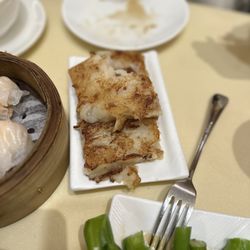 MingHin Cuisine - Deep Fried Pork Radish Cake, HongKong style, softer than Taiwanese style.