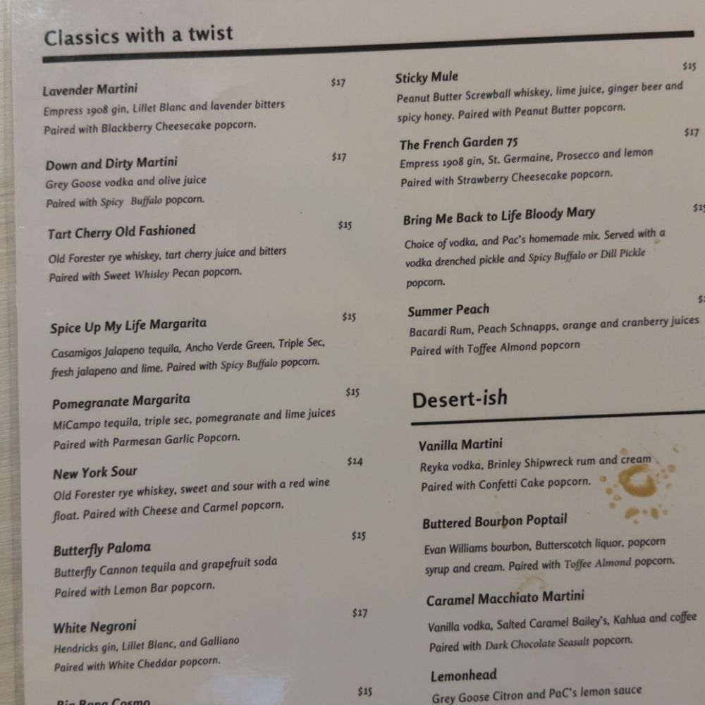 Popcorn and Cocktails - PaC's menu - Popcorn Shops Near Me - Omaha, Nebraska Popcorn and Cocktails - PaC's menu - Popcorn Shops Near Me - Omaha, Nebraska