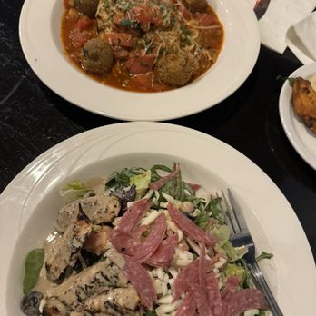 Black Diamond Grill - Spaghetti meat balls & Mediterranean Chopped Salad with chicken - Italian Near Me - Black Diamond, Washington Black Diamond Grill - Spaghetti meat balls & Mediterranean Chopped Salad with chicken - Italian Near Me - Black Diamond, Washington