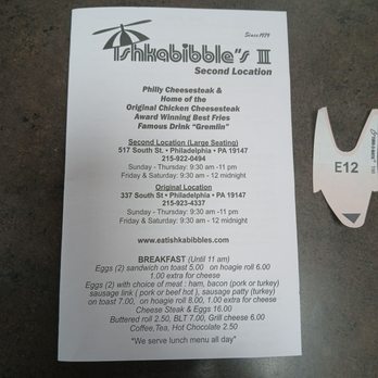 Ishkabibble's - Menu - American Near Me - Philadelphia, Pennsylvania