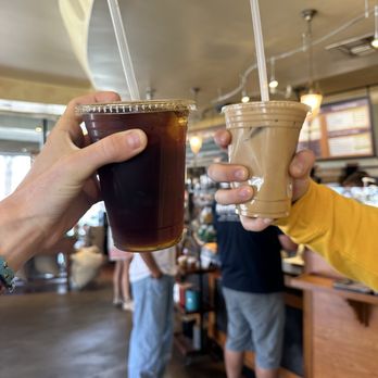 Kean Coffee Artisan Roasters - cold brew with sugar free hazelnut, iced almond joy latte with whole milk - Coffee & Tea Near Me - Newport Beach, California Kean Coffee Artisan Roasters - cold brew with sugar free hazelnut, iced almond joy latte with whole milk - Coffee & Tea Near Me - Newport Beach, California