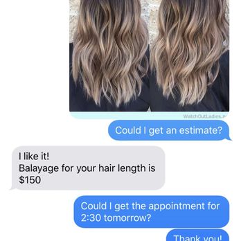 Pacific Breeze Salon - Chat with Elisa confirming $150 price for the style I wanted (above) - Hair Salons Near Me - Thousand Oaks, California
