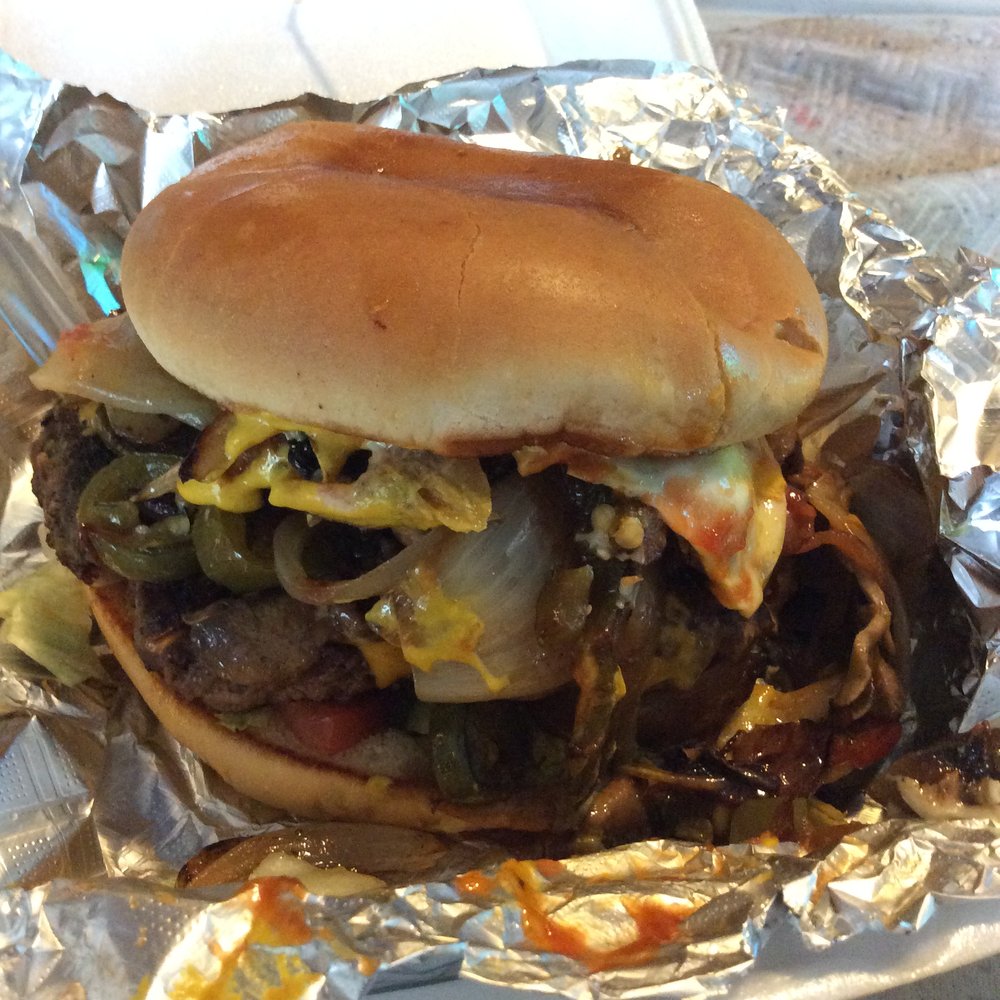 J's Restaurant - Double Mega Extreme Cheeseburger (After Handling) - Burgers Near Me - Fort Worth, Texas J's Restaurant - Double Mega Extreme Cheeseburger (After Handling) - Burgers Near Me - Fort Worth, Texas