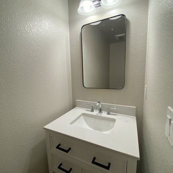 SVV Construction - Final result of vanity and mirror install - Handyman Near Me SVV Construction - Final result of vanity and mirror install - Handyman Near Me
