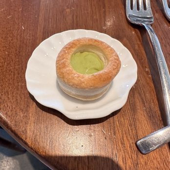 The Mayor's Table - Pre meal puff pastry with asparagus soup - Seafood Near Me - Newport Beach, California The Mayor's Table - Pre meal puff pastry with asparagus soup - Seafood Near Me - Newport Beach, California