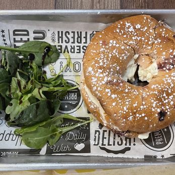 The Lifeguard by Edwar Simal - Blueberry bagel with cream cheese, and a small salad. - Art Galleries Near Me - Miami Beach, Florida The Lifeguard by Edwar Simal - Blueberry bagel with cream cheese, and a small salad. - Art Galleries Near Me - Miami Beach, Florida