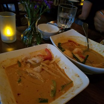 Thai Kitchen I - red curry with chicken and yellow curry with chicken and shrimp..this is after we already ate one serving from the plate.. - Thai Near Me - Bridgewater, New Jersey Thai Kitchen I - red curry with chicken and yellow curry with chicken and shrimp..this is after we already ate one serving from the plate.. - Thai Near Me - Bridgewater, New Jersey