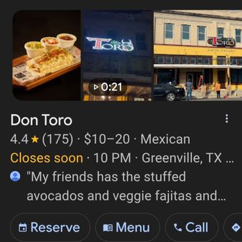 Don Toro - Need to do better on advertising. - Latin American Near Me - Greenville, Texas