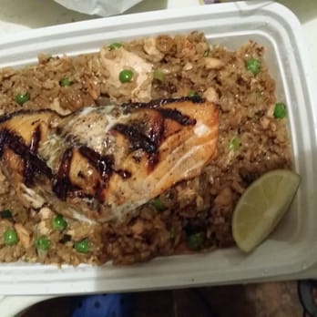 SAGE - Grilled salmon garlic fried rice w/golden raisin, green pea, scallion, egg & fried brown rice - Thai Near Me - Brooklyn, New York SAGE - Grilled salmon garlic fried rice w/golden raisin, green pea, scallion, egg & fried brown rice - Thai Near Me - Brooklyn, New York
