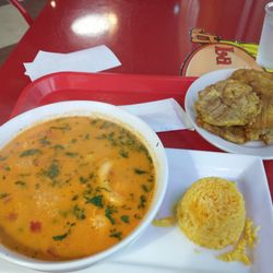 La Granja Chickasaw - Seafood gumbo and tostones.