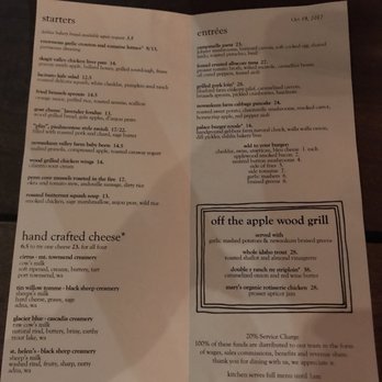 Palace Kitchen - Fall 2017 menu - New American Near Me - Seattle, Washington