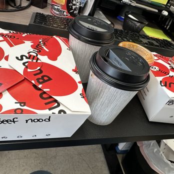 Bao-Ing-Out - How it all looks before opening after delivery. The "beef nood" was definitely chicken nood but glad they got it right where it mattered. - Dim Sum Near Me - Eugene, Oregon