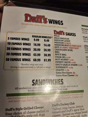 Menu photo 5 Duff's Famous Wings Depew, NY