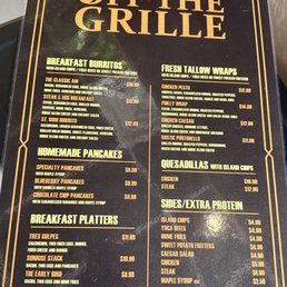 Front of the menu Front of the menu