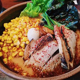 Photo of Ramen Dojo - San Mateo, CA, United States. Garlic pork ramen w/ added corn and pork... Oink! :)