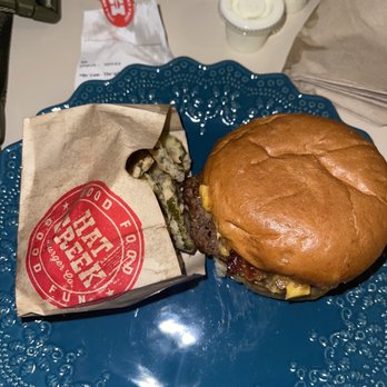 Hat Creek Burger Company - The classic with fried pickles - Fast Food Near Me - Spring, Texas Hat Creek Burger Company - The classic with fried pickles - Fast Food Near Me - Spring, Texas