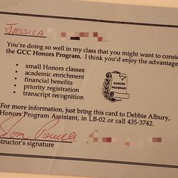 Glendale Community College - My invitation to the honors program.