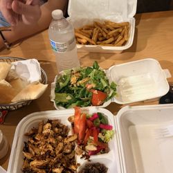 Boukie's Grill - Shawarma chicken and beef TRAY FATTOUSH SALAD 12-15 Fruit Smoothie French Fries