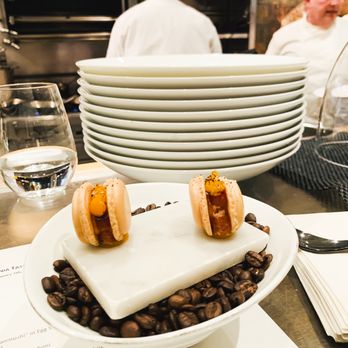 Spago - This was a "breakfast" inspired macaroon. Honestly tasted like pancake and eggs with syrup. Amazing! - New American Near Me - Beverly Hills, California