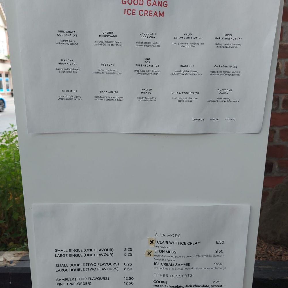 Good Gang Ice Cream - Menu (August 2023) - Ice Cream & Frozen Yogurt Near Me - Toronto, Ontario Good Gang Ice Cream - Menu (August 2023) - Ice Cream & Frozen Yogurt Near Me - Toronto, Ontario