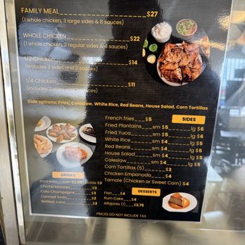 El Pollo Rico - Menu (1/21/25) - Latin American Near Me - Wheaton, Maryland