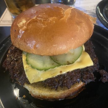 Blackbird Kitchen - Wednesday Fresh Double-Patty Cheeseburger with Homemade Pickles. - New American Near Me - Columbus, Ohio