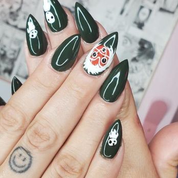 Cute Nail Studio - Princess Mononoke themed nails, by Chow Moji. - Nail Salons Near Me - Austin, Texas