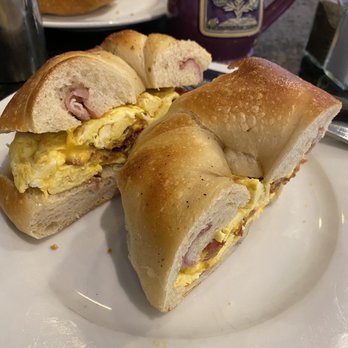 Royal Crown Bakery - Bacon, egg & cheese on a prosciutto bagel. - Italian Near Me - Staten Island, New York Royal Crown Bakery - Bacon, egg & cheese on a prosciutto bagel. - Italian Near Me - Staten Island, New York