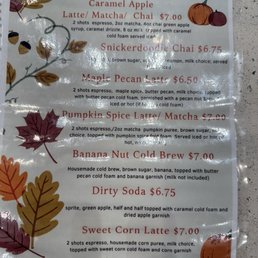 Their fall drink menu