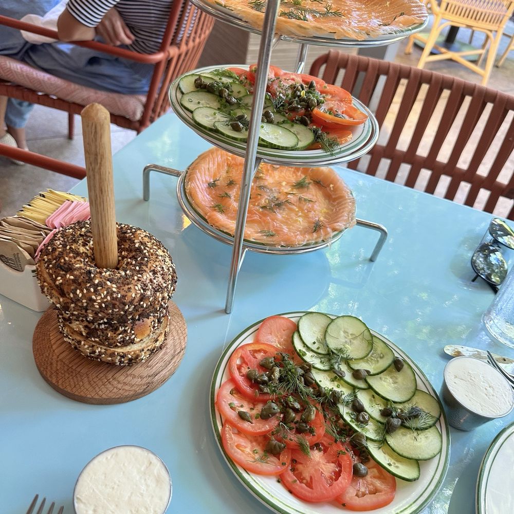 Sadelle's Coconut Grove - Lox, bagels, cream cheese, cucumbers, tomatoes, capers - Breakfast & Brunch Near Me - Miami, Florida Sadelle's Coconut Grove - Lox, bagels, cream cheese, cucumbers, tomatoes, capers - Breakfast & Brunch Near Me - Miami, Florida