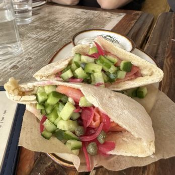 Bacari W 3rd - Salmon and veg in L Pita. - Breakfast & Brunch Near Me - Los Angeles, California