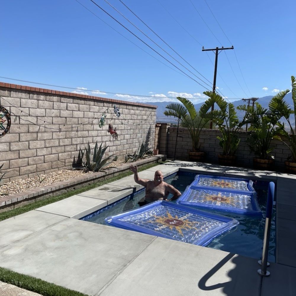 Handel's Pool Service - Hubby enjoying our new, Handel's Pool Service pool. - Swimming Pools Near Me Handel's Pool Service - Hubby enjoying our new, Handel's Pool Service pool. - Swimming Pools Near Me