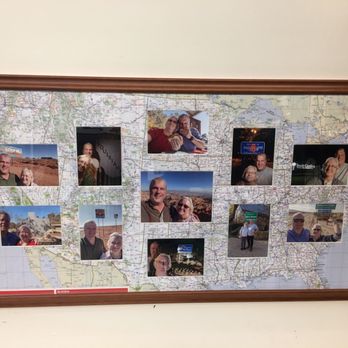 Across the Tracks Framing - Happy travels! Mat is made with map of the US. - Art Galleries Near Me - Burlington, North Carolina