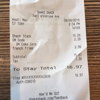 Shake Shack Plano, Legacy West - Paid receipt - Fast Food Near Me - Plano, Texas Shake Shack Plano, Legacy West - Paid receipt - Fast Food Near Me - Plano, Texas