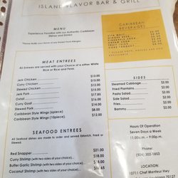 Island Flavor Bar & Grill - Meni