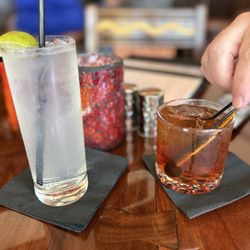 Drinks in the bar. It only seats 14 people.