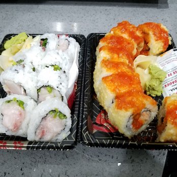 Kiriba Sushi - Hamachi Roll on the left, Tempura Fish Roll on the right - Japanese Near Me - Seattle, Washington Kiriba Sushi - Hamachi Roll on the left, Tempura Fish Roll on the right - Japanese Near Me - Seattle, Washington