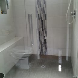a shower with a glass door