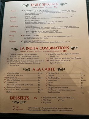 Menu photo 8 La Indita Tucson, AZ Menu photo 8 La Indita Tucson, AZ