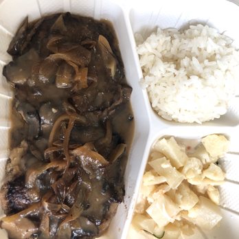 Feast - Hilo Style Hamburger Steak. Keto "Mac" salad? - Hawaiian Near Me - Honolulu, Hawaii Feast - Hilo Style Hamburger Steak. Keto "Mac" salad? - Hawaiian Near Me - Honolulu, Hawaii