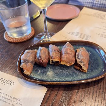 crudo nudo - Prosciutto wrapped dates stuffed with blue cheese - Cocktail Bars Near Me - Norfolk, Virginia
